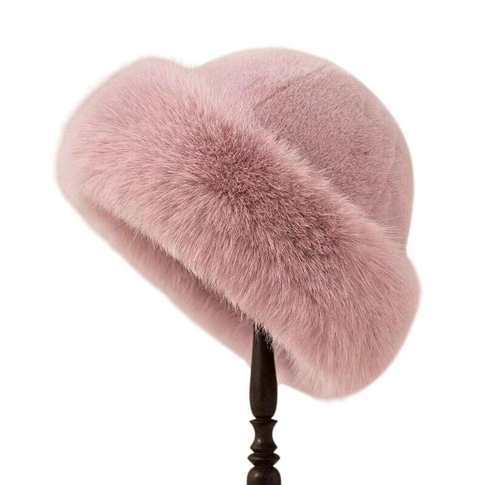 2/$30 Faux Fur Pink OS Mongolian Hat Brimless Plush Fluffy Skiing Riding Warm